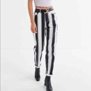 BDG Black and White Striped Mom Jeans